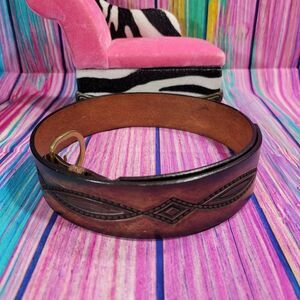 🔷️Genuine Leather Belt with Diamond and Scalloped Accents Size 38 (1014)